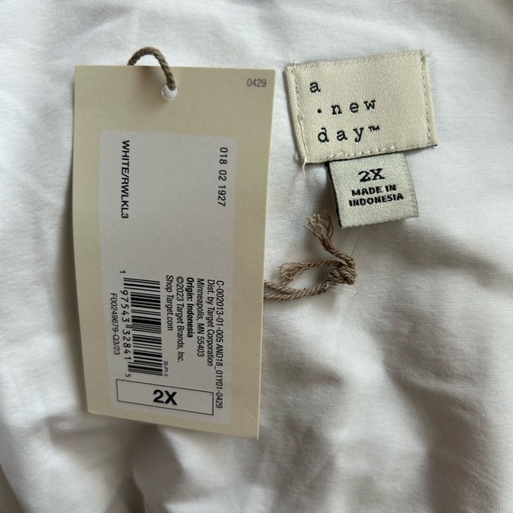 A New Day Pure White Silver Rhinestones Glam Button Down Long Sleeve Shirt Top - Picture 7 of 8